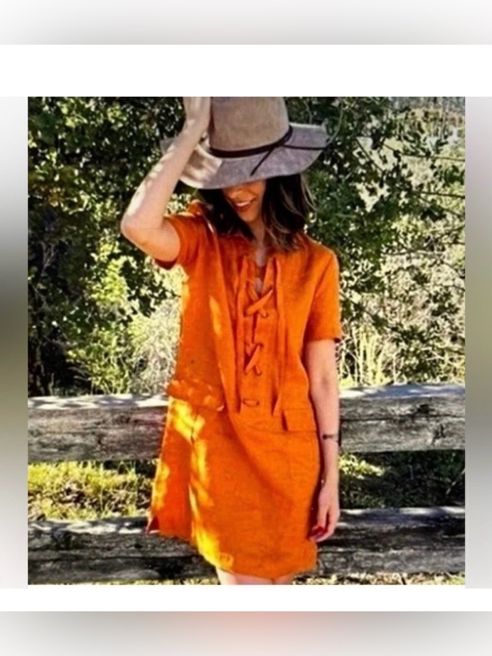 Anthropologie Maeve Women's Lace Up Linen Dress, Size 10